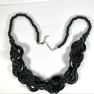 (3/$9) black wood bead necklace.